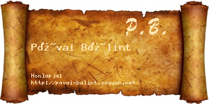 Pávai Bálint névjegykártya