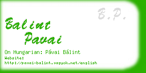 balint pavai business card