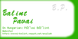 balint pavai business card